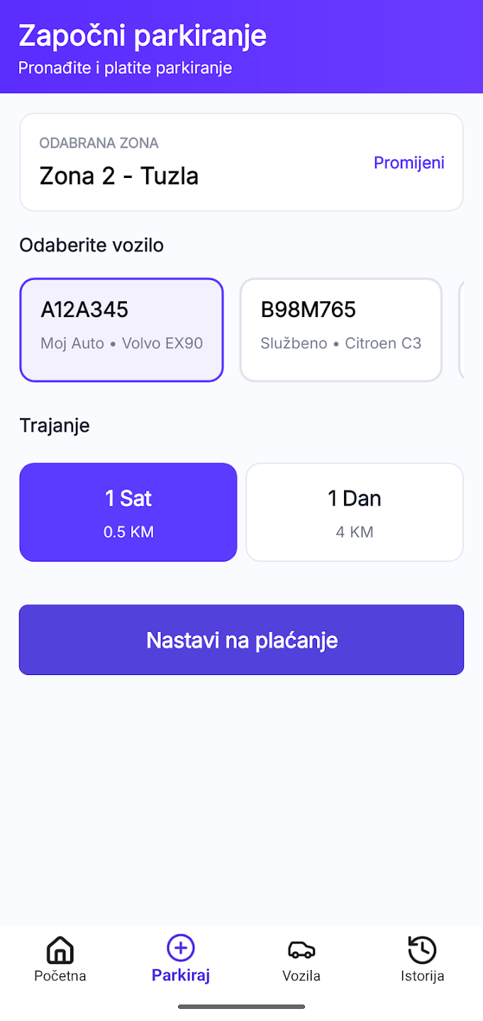 ParkON BH mobilni ekran 6