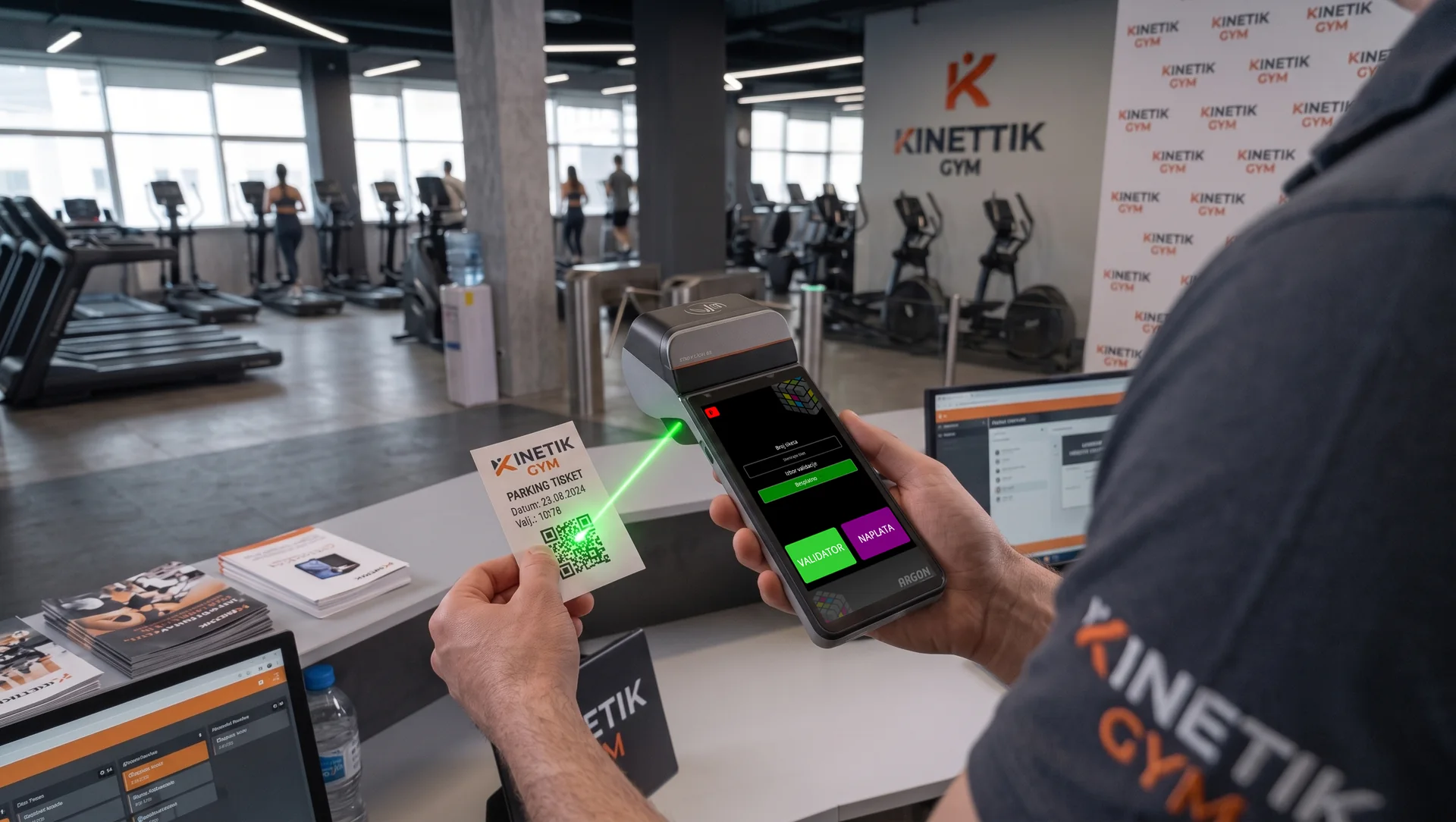 Validacija parking tiketa u fitness centru pomoću mobilnog terminala